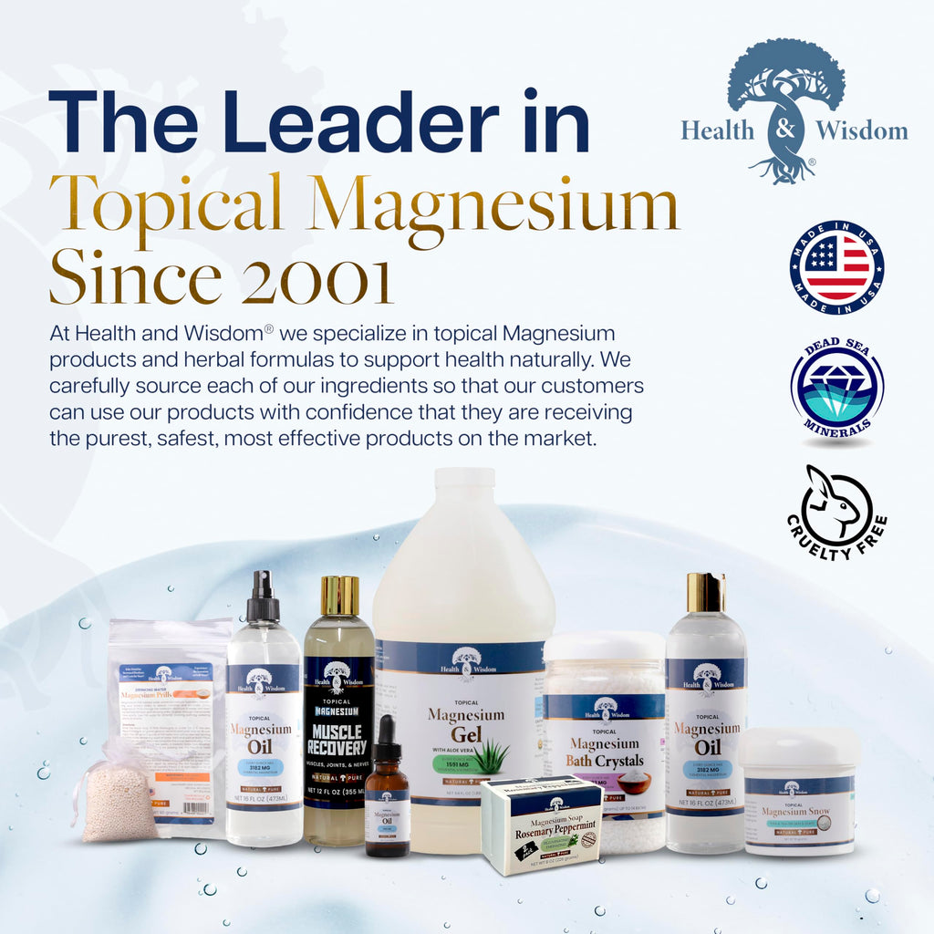 Health and Wisdom Pure Magnesium Gel with Seaweed Extract | Topical Muscle & Joint Relief, Skin Hydration 64 fl oz
