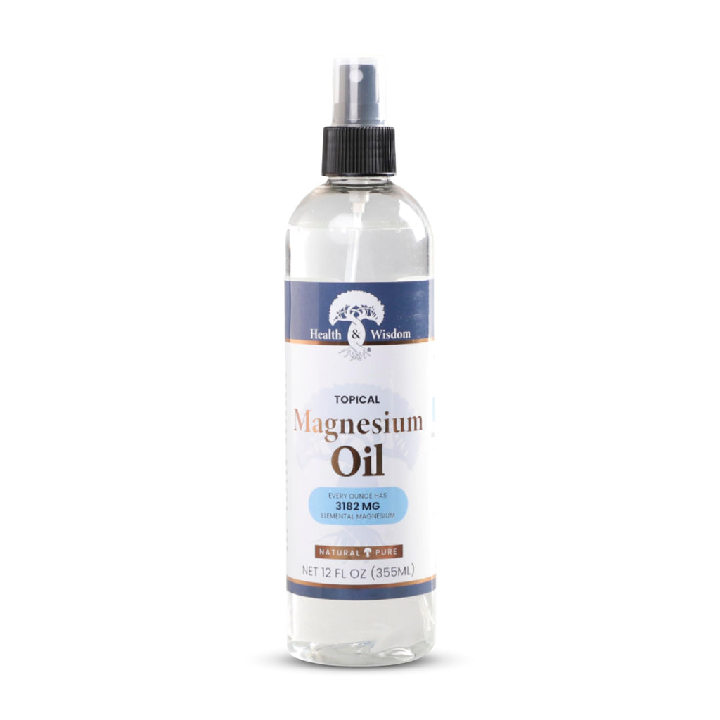 Health & Wisdom Pure Magnesium Oil – Topical Muscle & Joint Relief, Skin Moisturizer (12 oz)