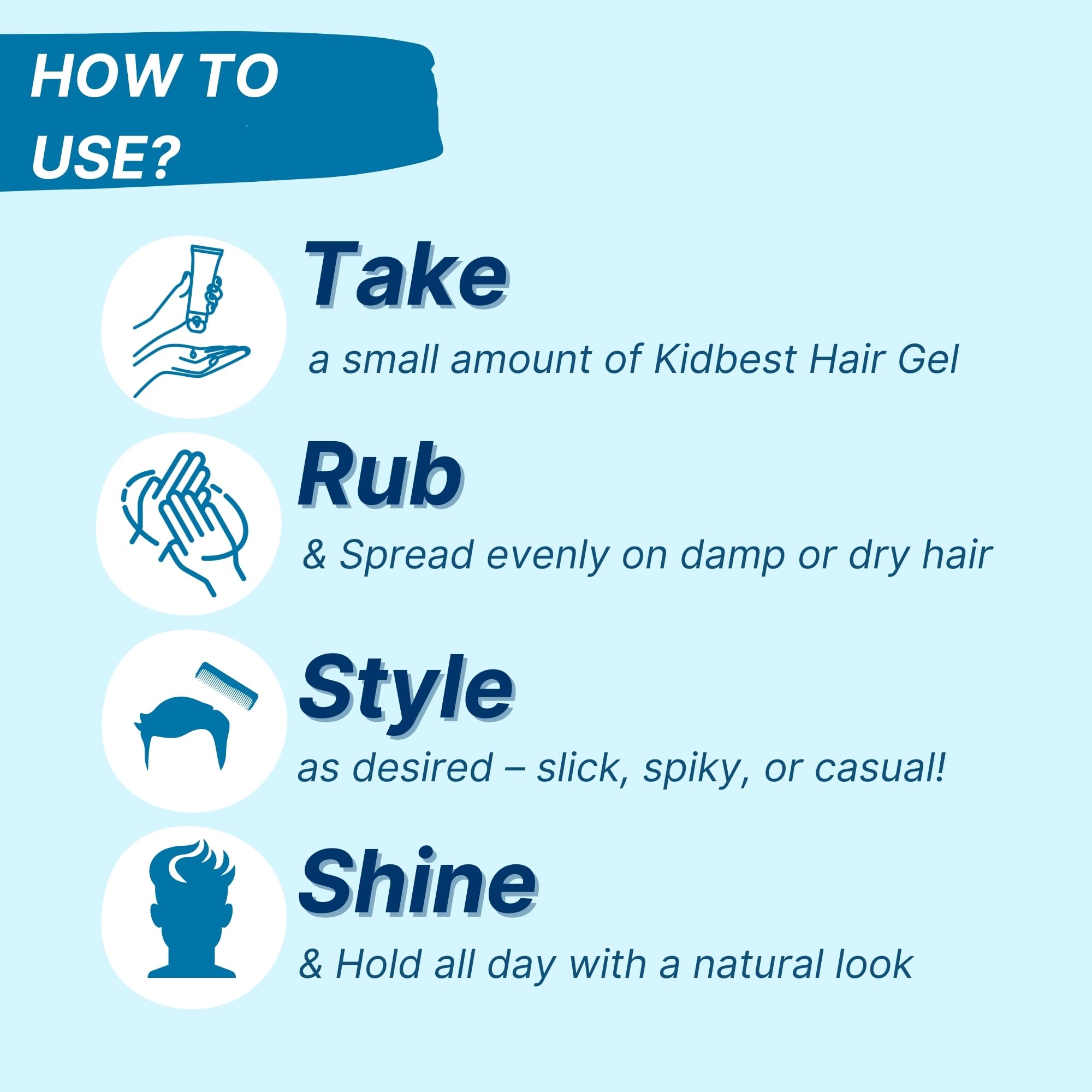 HealthBest Kids Hair Styling Gel – Non-Toxic Organic Oils, 50ml