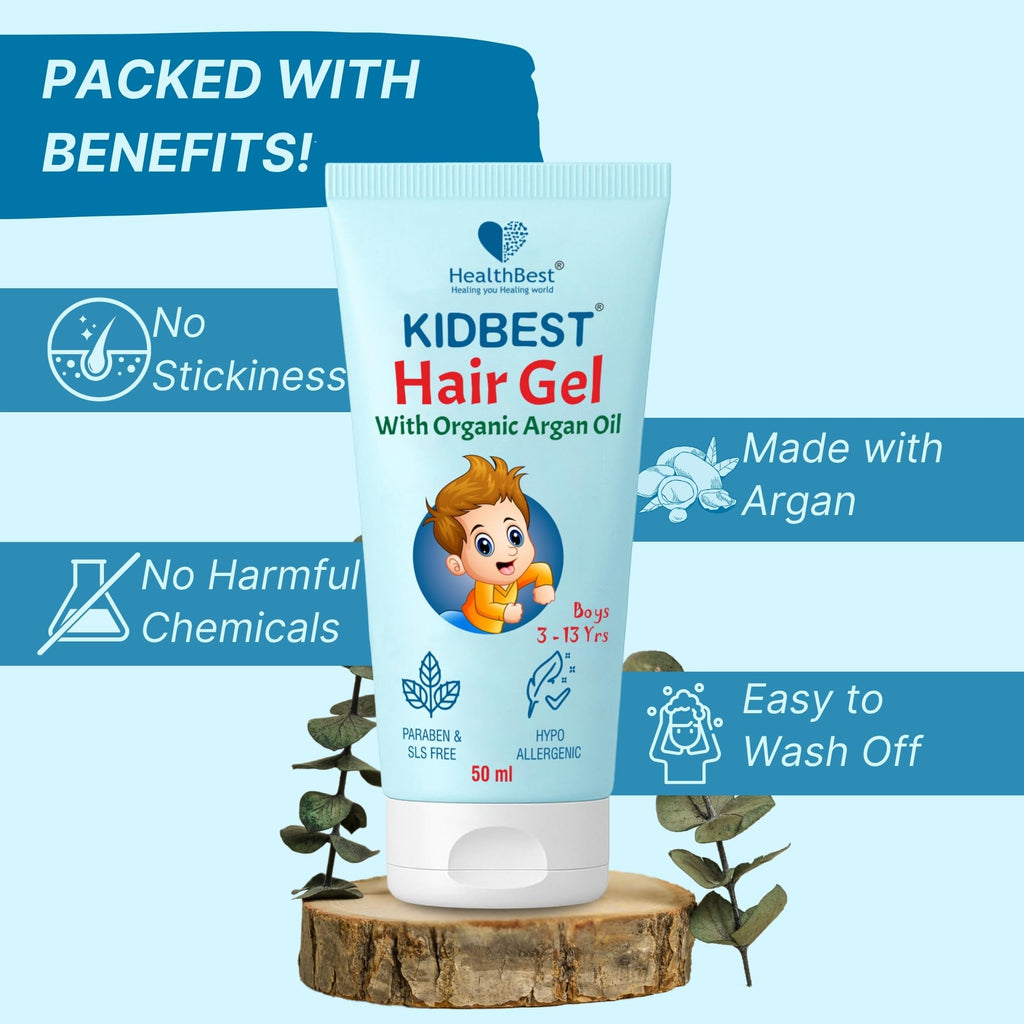 HealthBest Kids Hair Styling Gel – Non-Toxic Organic Oils, 50ml