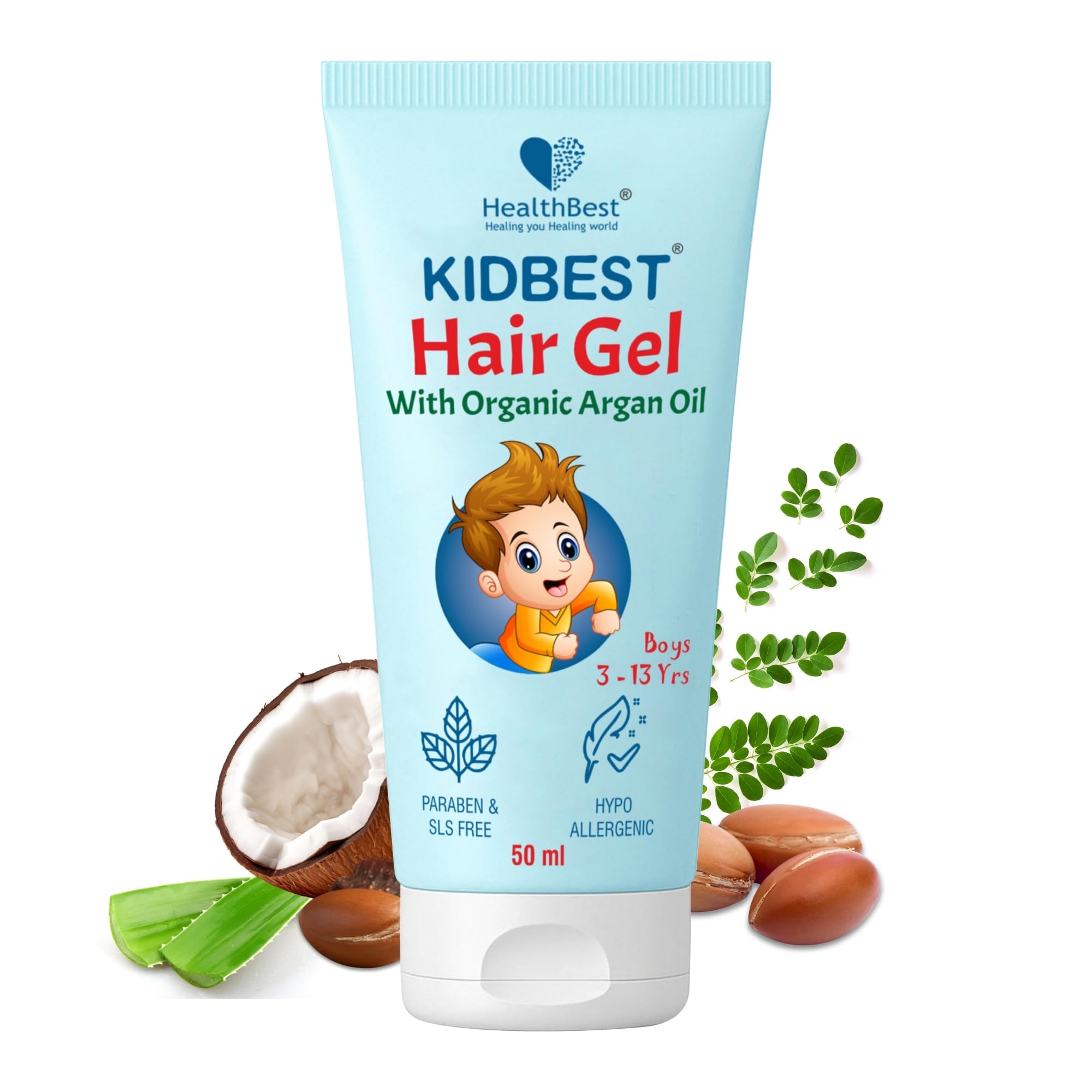 HealthBest Kids Hair Styling Gel – Non-Toxic Organic Oils, 50ml