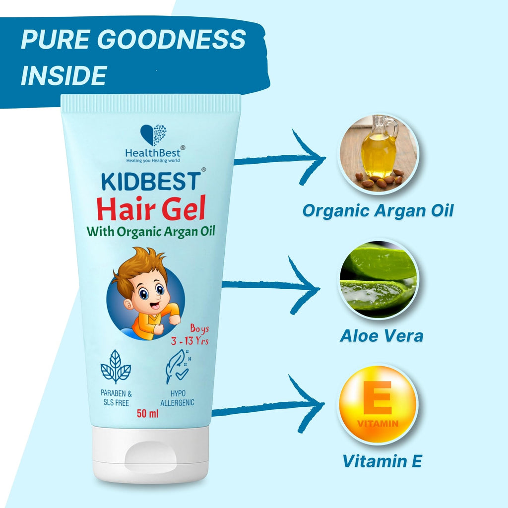HealthBest Kids Hair Styling Gel – Non-Toxic Organic Oils, 50ml