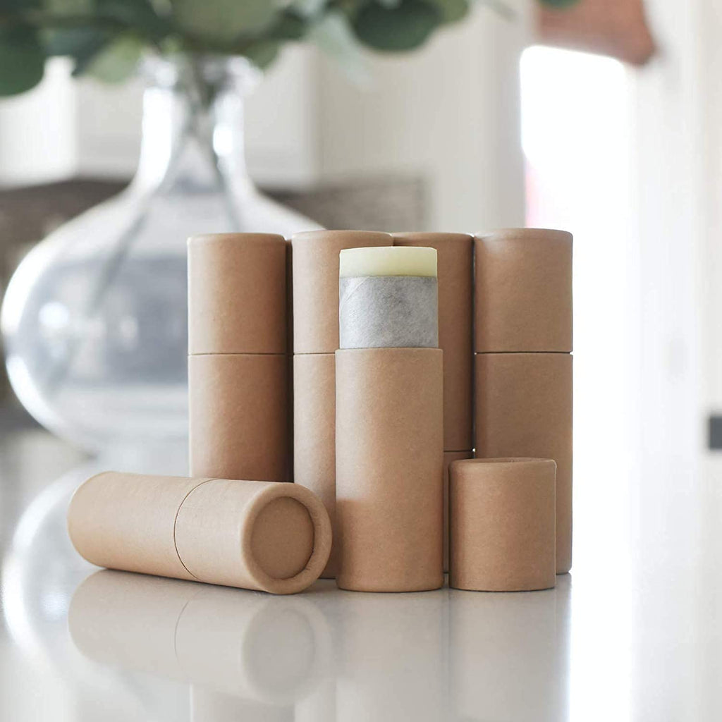 Healthcom 10-Pack 2oz Paperboard Lip Balm Tubes – Refillable DIY Lip Gloss Containers (Brown)