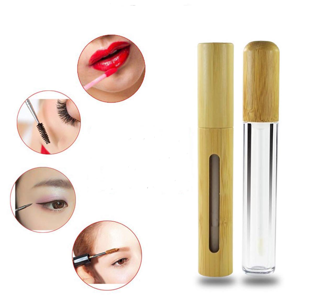 Healthcom 6-Pack Bamboo Lip Gloss Tubes (6ml) – Refillable DIY Lip Gloss Containers with Wand