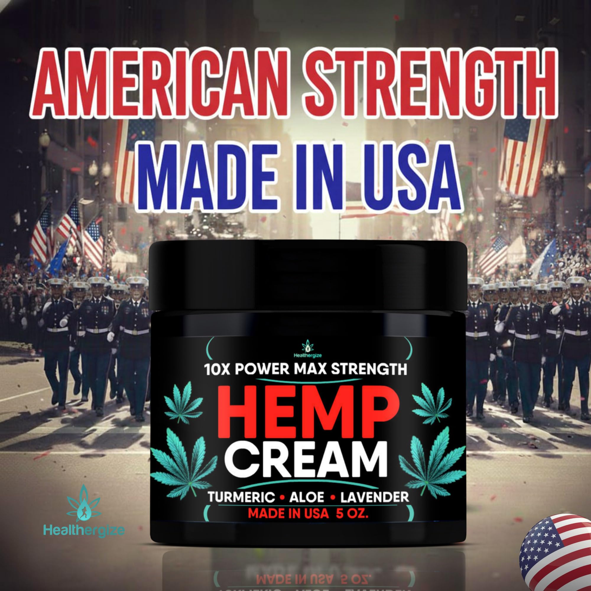 Healthergize Hemp Cream Maximum Strength — Full Body Hemp Lotion, Non-Greasy, USA Made