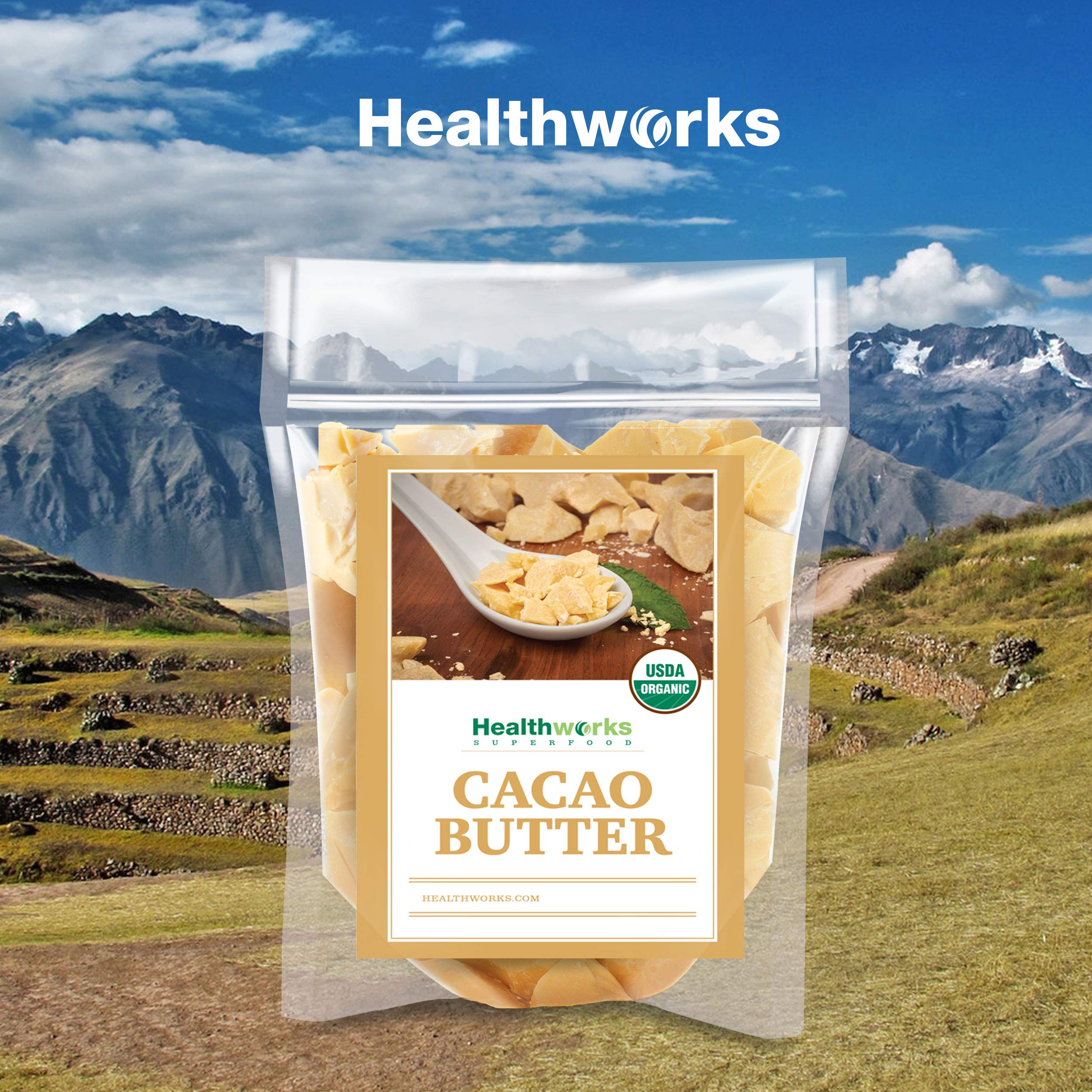 Healthworks Superfoods Organic Cacao Butter - 16 oz | USDA Organic, Unrefined & Non-GMO
