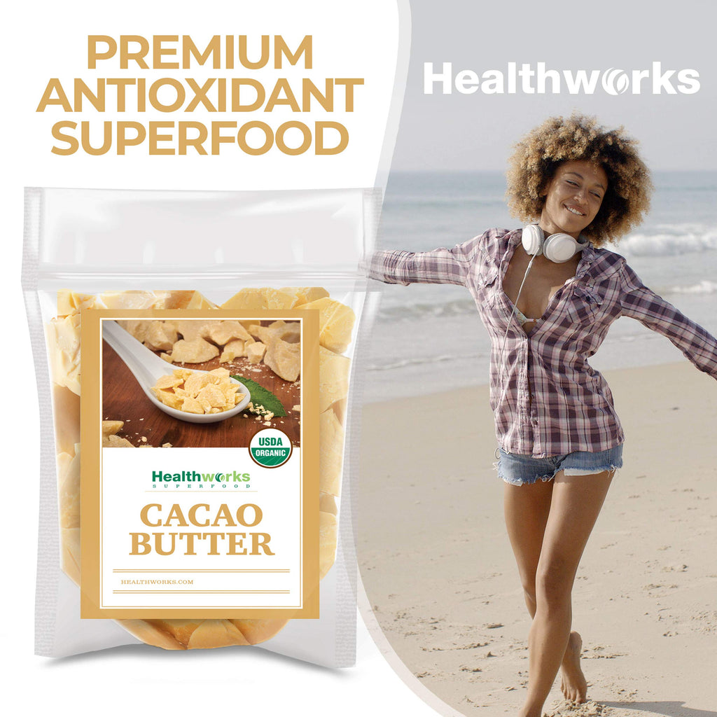 Healthworks Superfoods Organic Cacao Butter - 16 oz | USDA Organic, Unrefined & Non-GMO