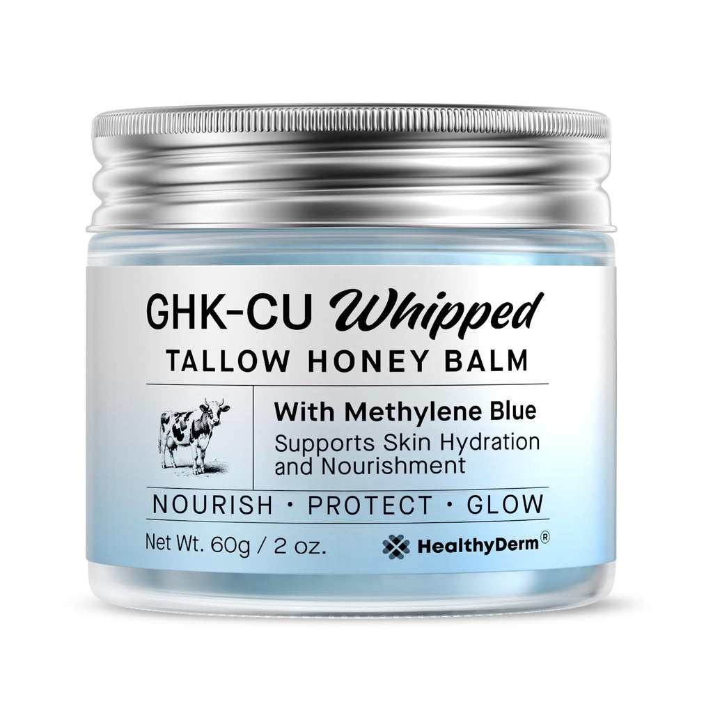 HealthyDerm Copper Peptides GHK-Cu Beef Tallow Blue Balm – Hydrating Face & Body Moisturizer for Mature, Dry & Sensitive Skin – 2oz
