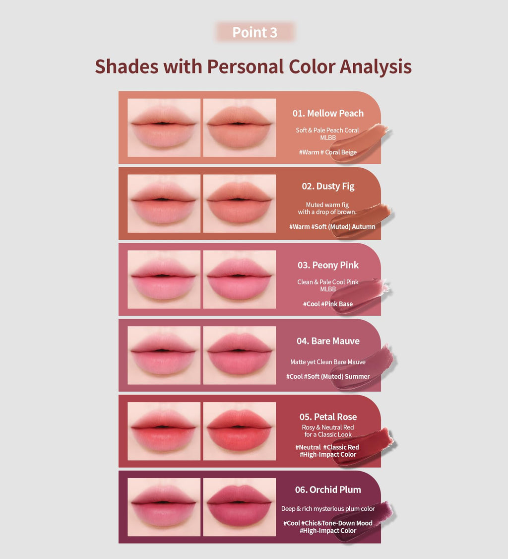 Heart Percent Dote On Mood Blurry Fog Tint Orchid Plum #06 – Velvet Vegan Lip Stains with Personal Color Analysis