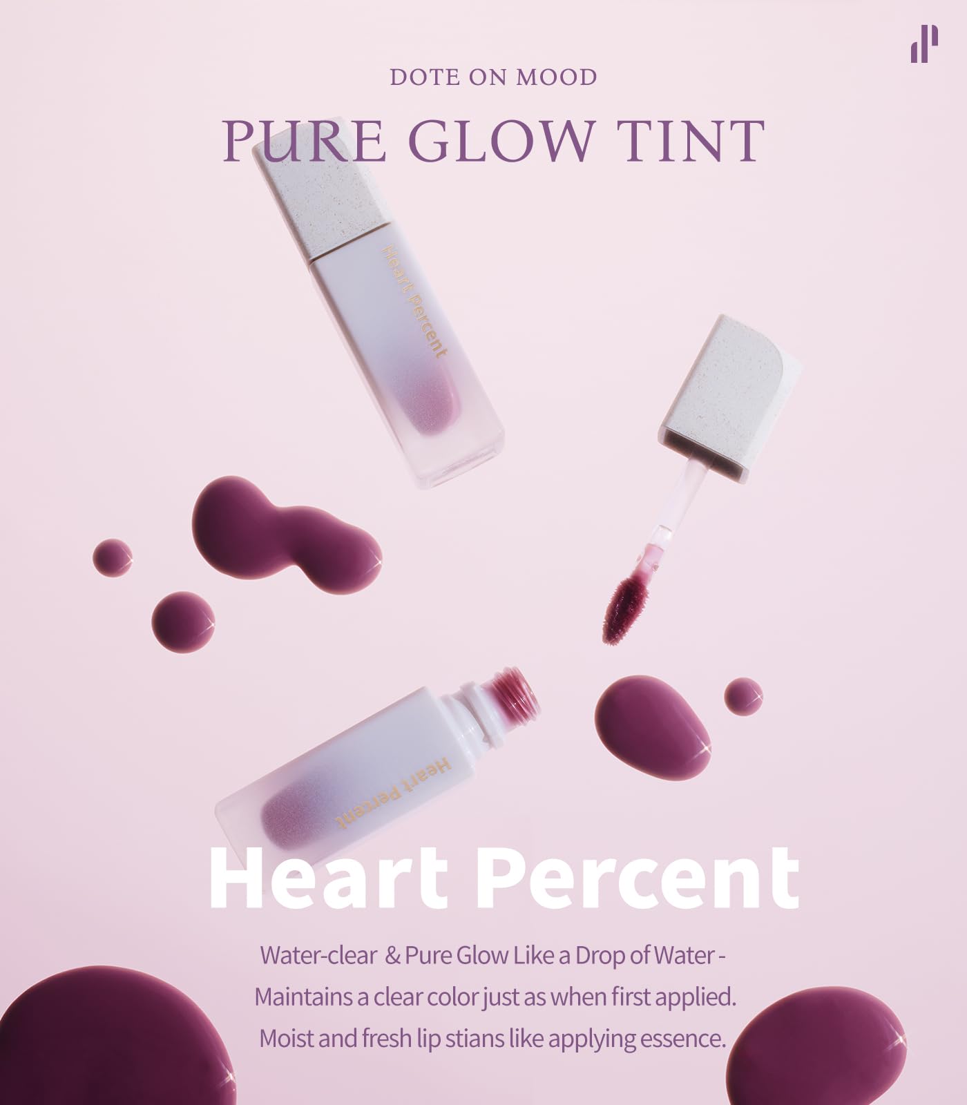 Heart Percent Dote On Mood Glow Tint Peach Coral – Hydrating Lip Stain 6.8g