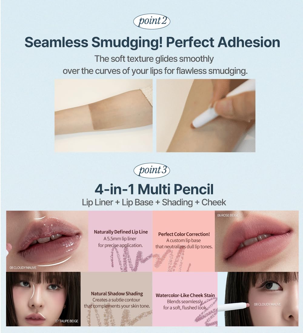 Heart Percent Dote On Mood Lip Pencil #03 Oat Beige | Long-Lasting Creamy Lip Liner
