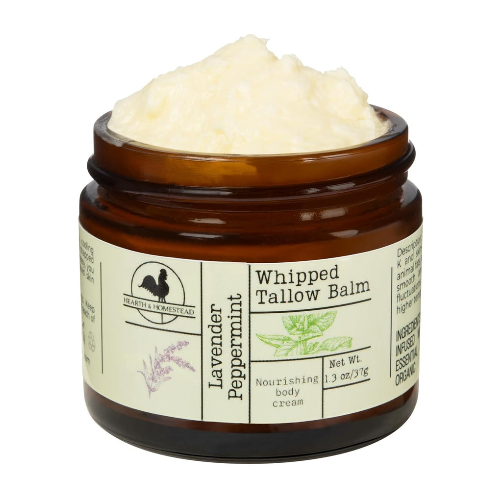 Hearth and Homestead Lavender Peppermint Tallow Balm — Organic Body Butter 1.3 oz