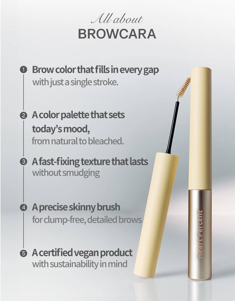 Heart Percent Dote On Mood Browcara – Waterproof, Long-Lasting Brow Color Mascara (Stone Ash 05)
