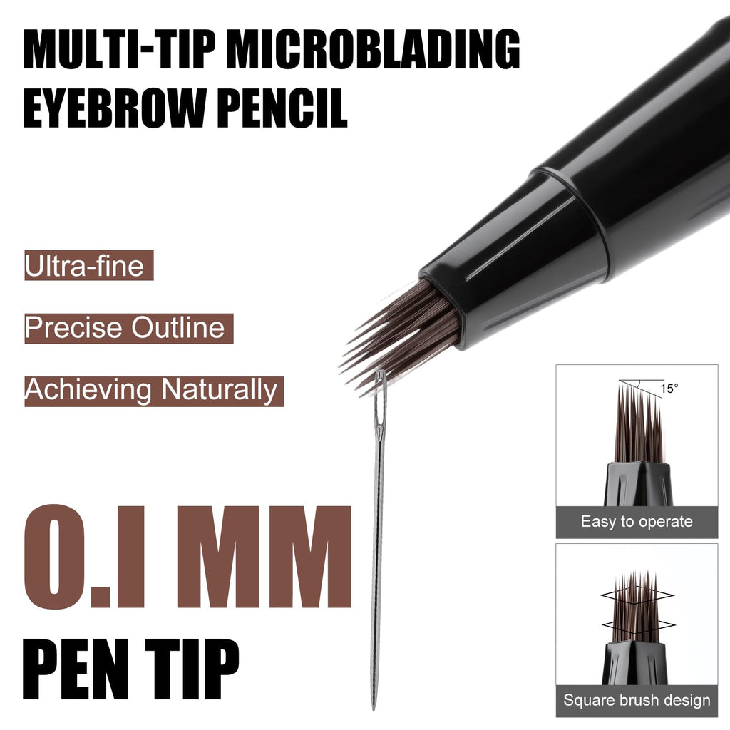 HECI BEAUTY Microblading Eyebrow Pencil – 3D Fiber Technology, Waterproof, 24HR Smudge-Proof, Dark Brown