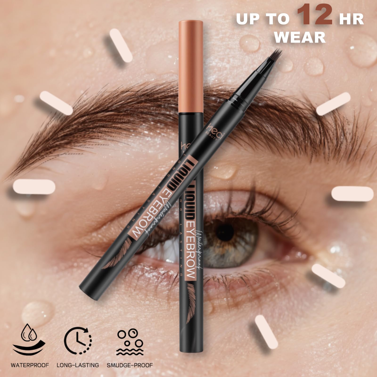 HECI BEAUTY Microblading Eyebrow Pencil – 3D Fiber Technology, Waterproof, 24HR Smudge-Proof, Dark Brown
