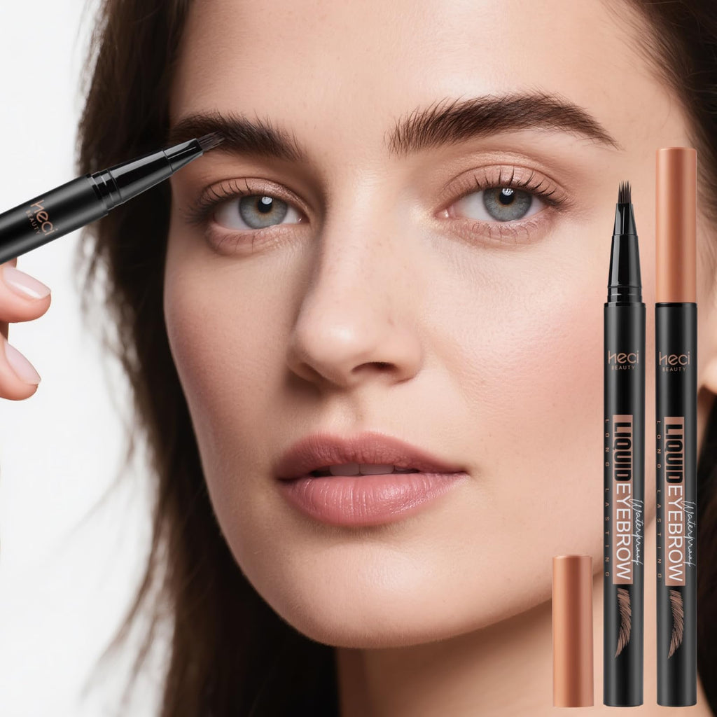 HECI BEAUTY Microblading Eyebrow Pencil – 3D Fiber Technology, Waterproof, 24HR Smudge-Proof, Dark Brown