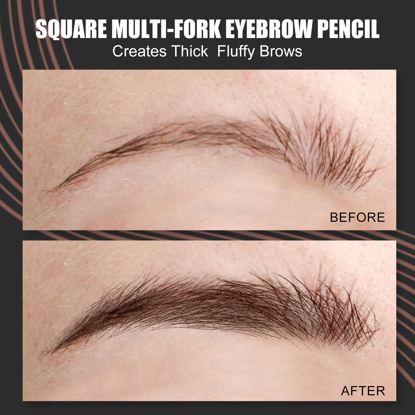 HECI BEAUTY Microblading Eyebrow Pencil – 3D Fiber Technology, Waterproof, 24HR Smudge-Proof, Dark Brown
