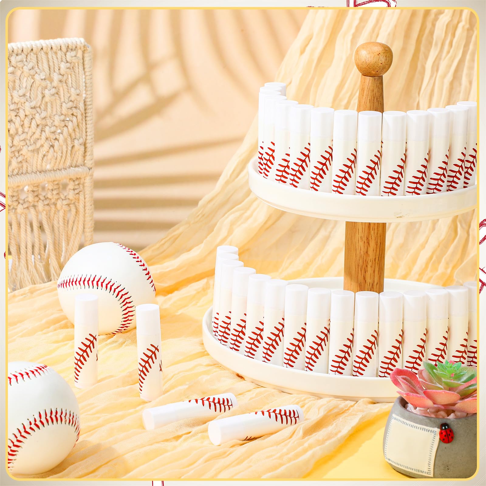 Heigble 144 Pcs Baseball Lip Balm Hand Cream Set – Baseball Party Supplies Gift Kit