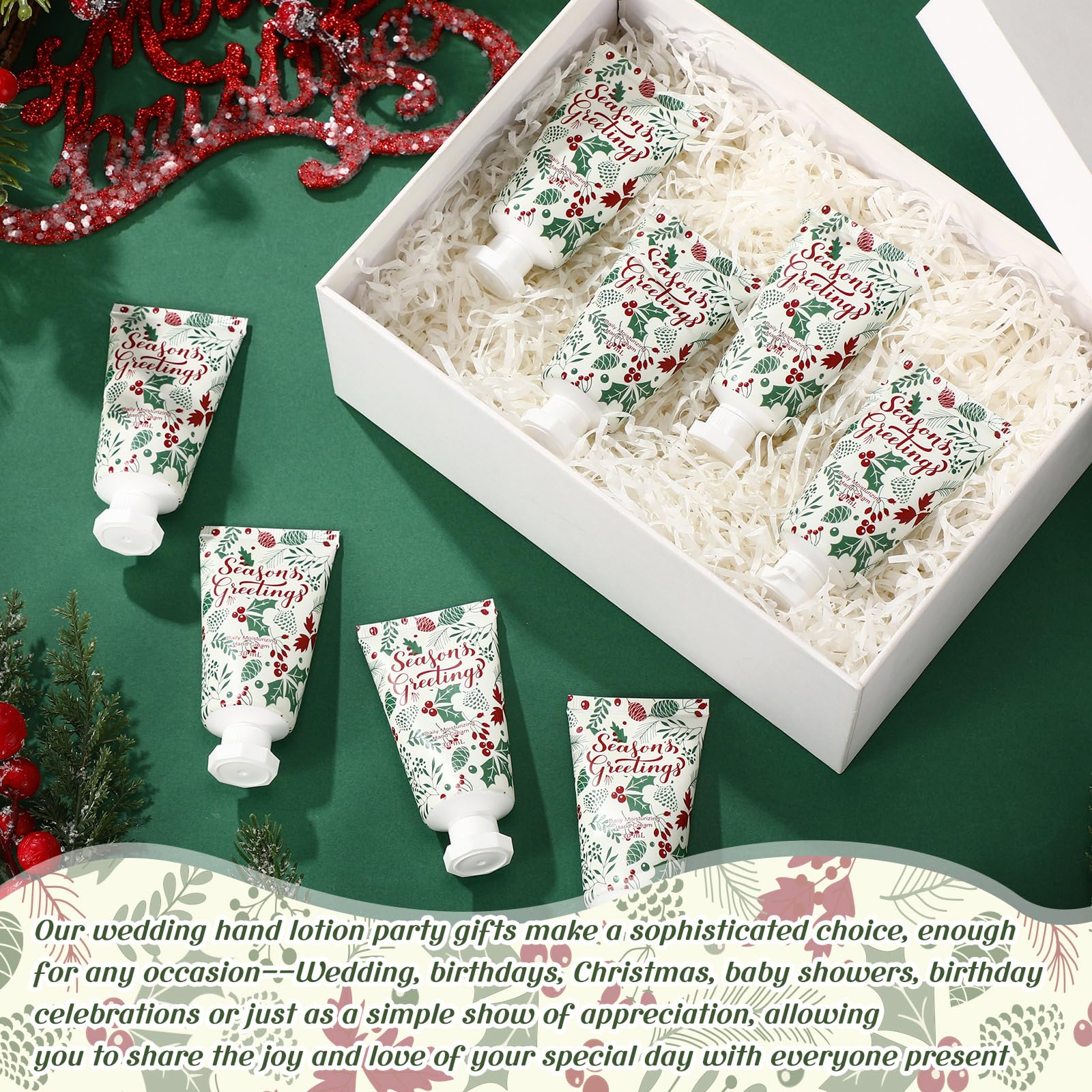 Heigble Christmas Hand Cream Gifts — 50 Pcs 1oz Travel Size with Berry & Leaves Design