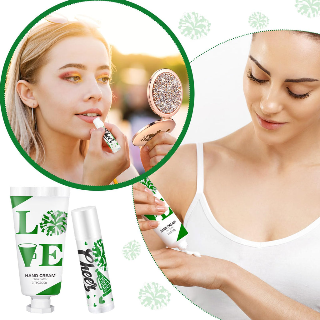 Heigble 144 Pcs Cheerleading Lip Balm & Hand Cream Gift Set - Green