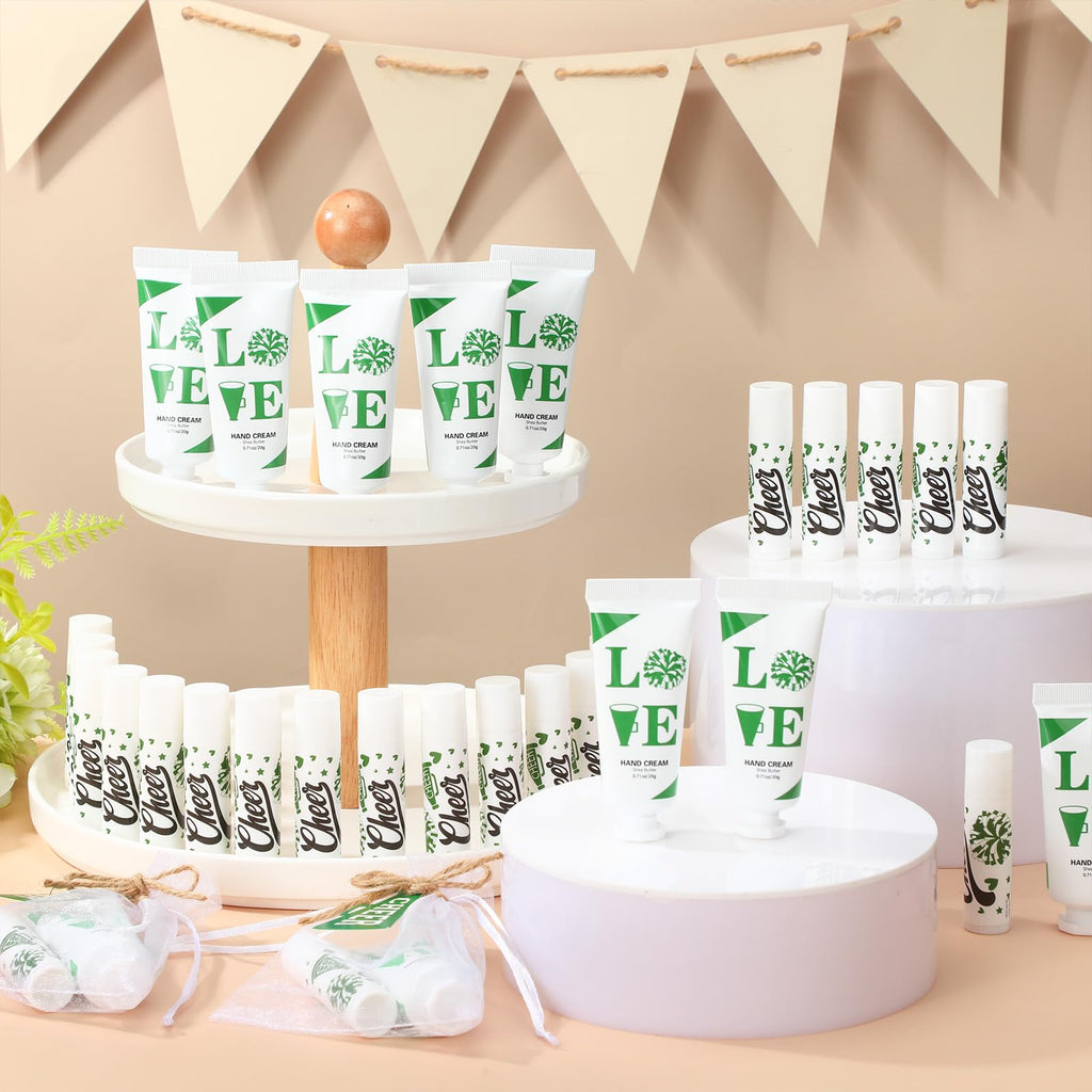 Heigble 144 Pcs Cheerleading Lip Balm & Hand Cream Gift Set - Green