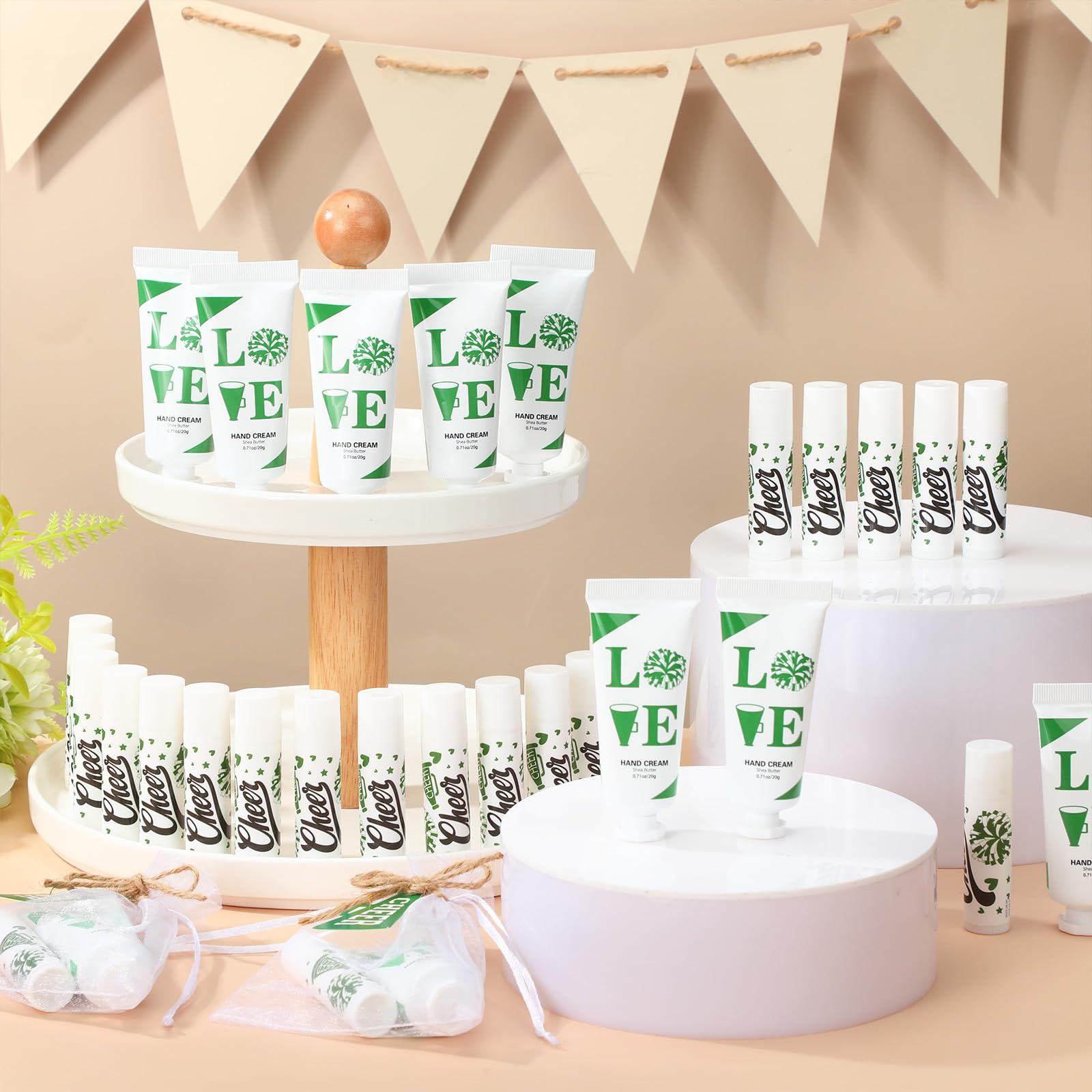 Heigble 144 Pcs Cheerleading Lip Balm & Hand Cream Gift Set - Green