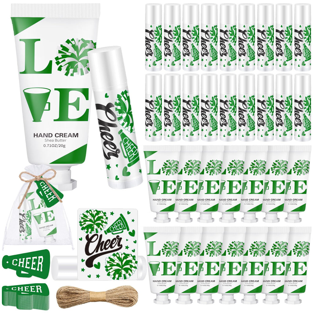 Heigble 144 Pcs Cheerleading Lip Balm & Hand Cream Gift Set - Green