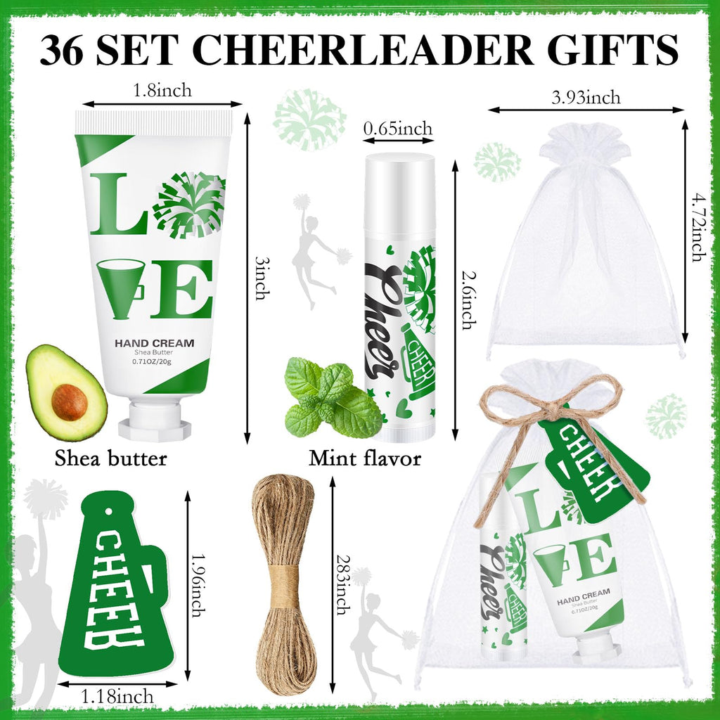 Heigble 144 Pcs Cheerleading Lip Balm & Hand Cream Gift Set - Green