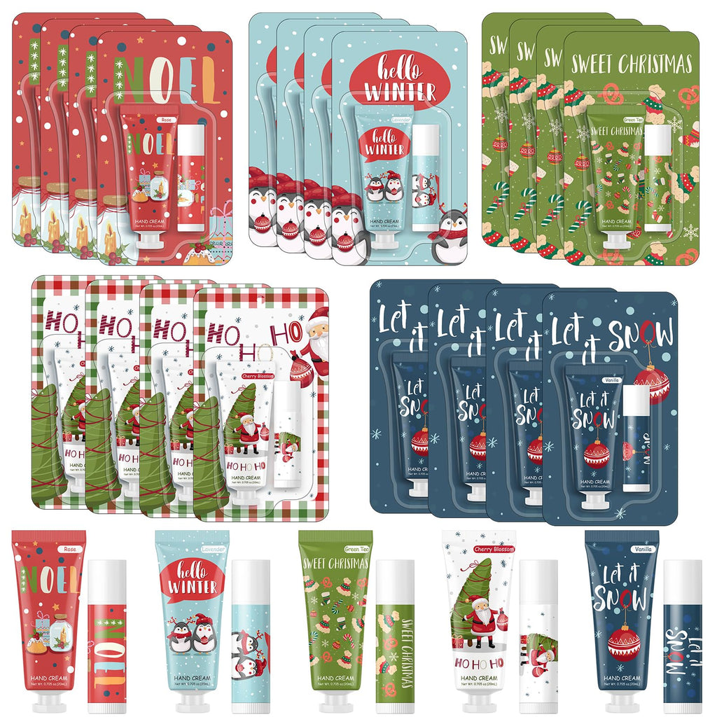 Heigble 30-Piece Christmas Hand Cream & Lip Balm Gift Set | Travel Size & Stocking Stuffers