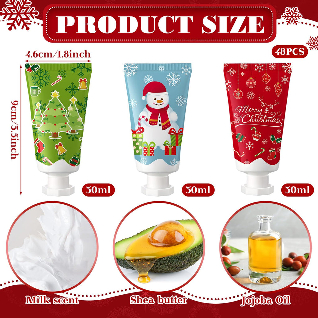 Heigble 48 Pcs Christmas Lotion Set – Travel-Size Moisturizing Body Lotion with Natural Milk Scent