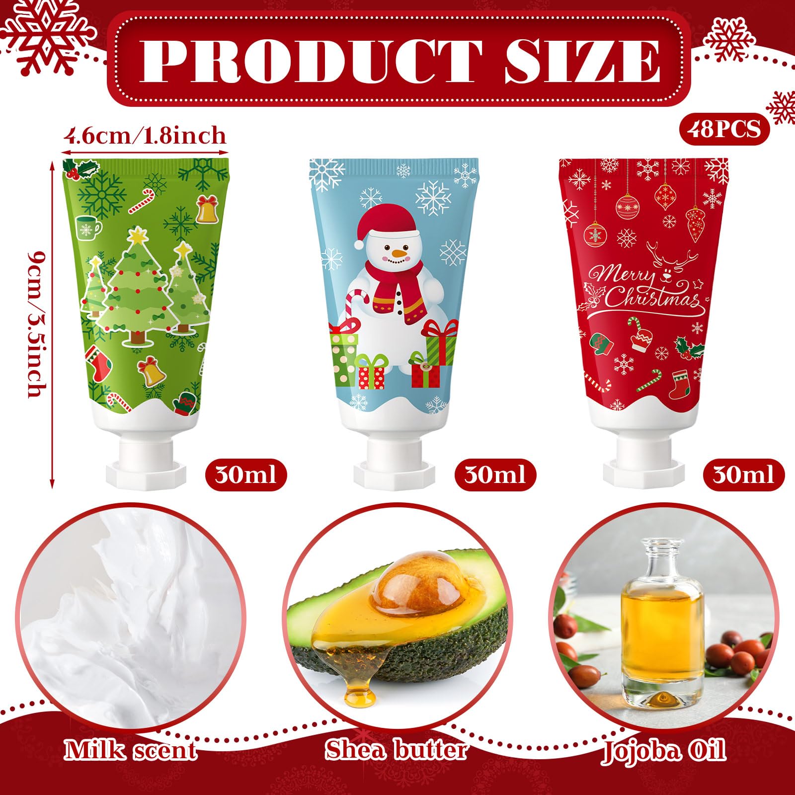 Heigble 48 Pcs Christmas Lotion Set – Travel-Size Moisturizing Body Lotion with Natural Milk Scent