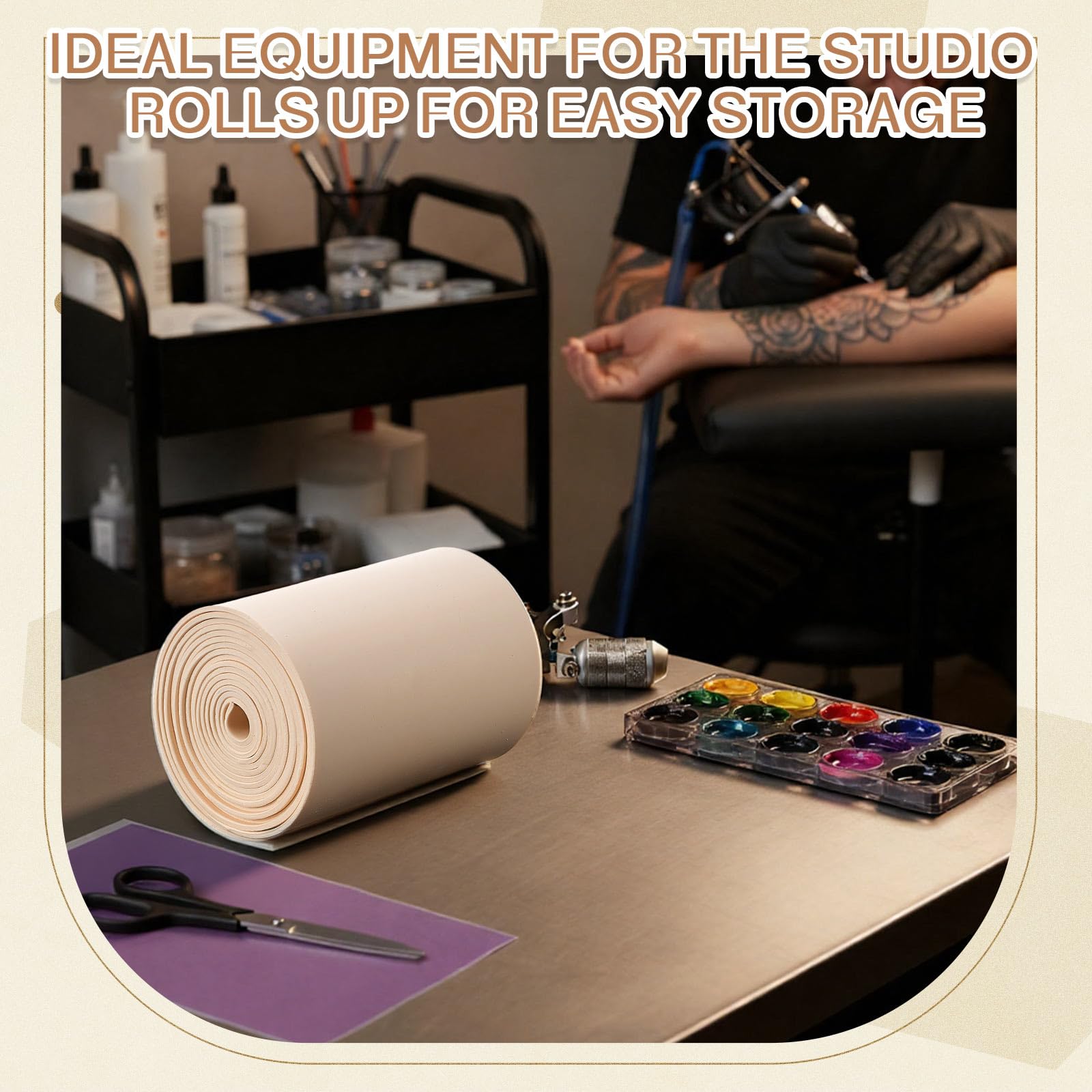 Heigble 148 x 6.3 Inch Rolled 3mm Tattoo Practice Skin Kit – Double-Sided, Includes 50 Transfer Papers