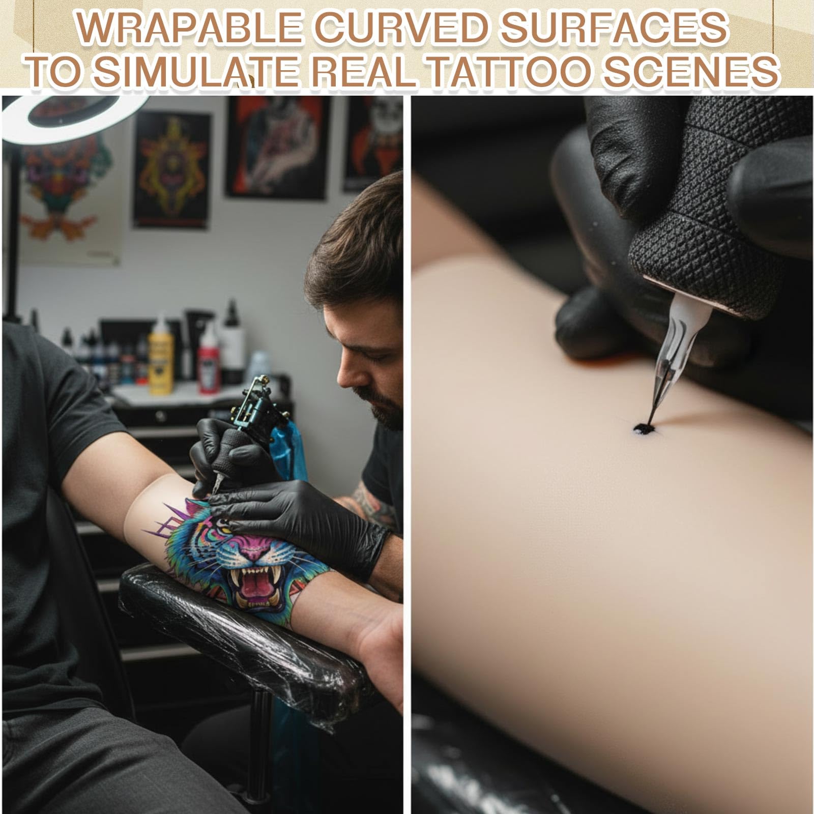 Heigble 148 x 6.3 Inch Rolled 3mm Tattoo Practice Skin Kit – Double-Sided, Includes 50 Transfer Papers