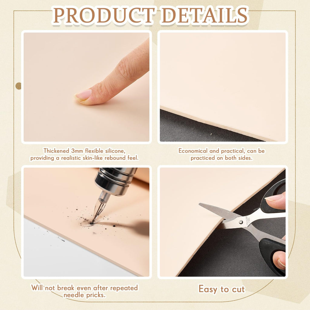 Heigble 148 x 6.3 Inch Rolled 3mm Tattoo Practice Skin Kit – Double-Sided, Includes 50 Transfer Papers