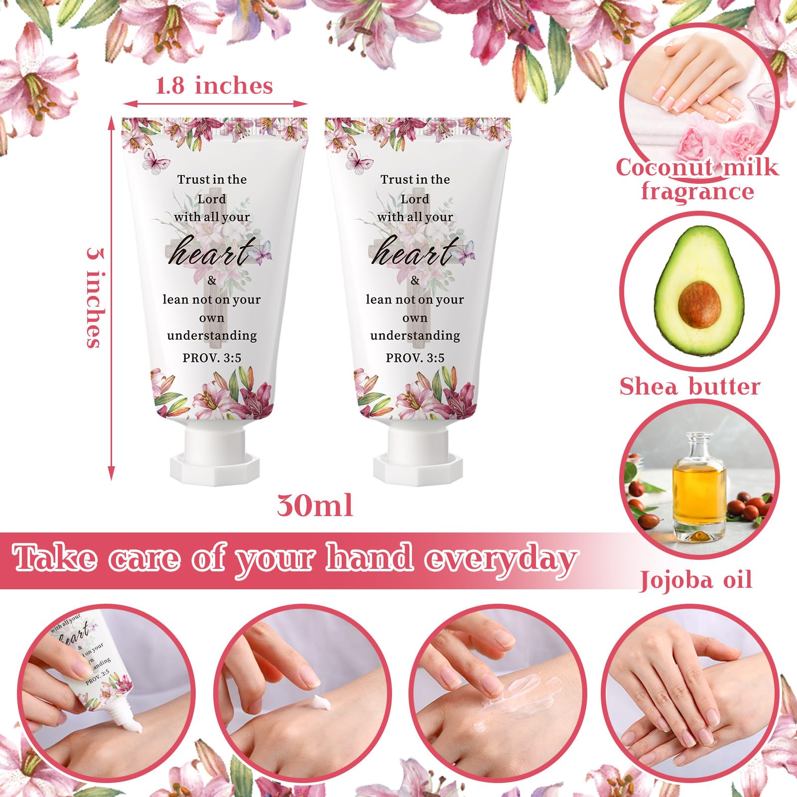 Heigble 50 Pack Christian Hand Cream – Bible Gift Set for Women, Travel-Ready Moisturizing Lotion