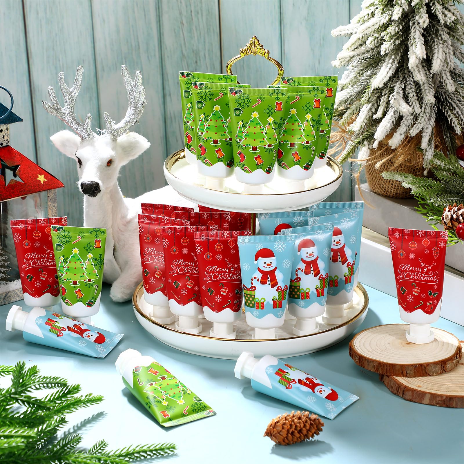 Heigble 48 Pcs Christmas Lotion Set – Travel-Size Moisturizing Body Lotion with Natural Milk Scent