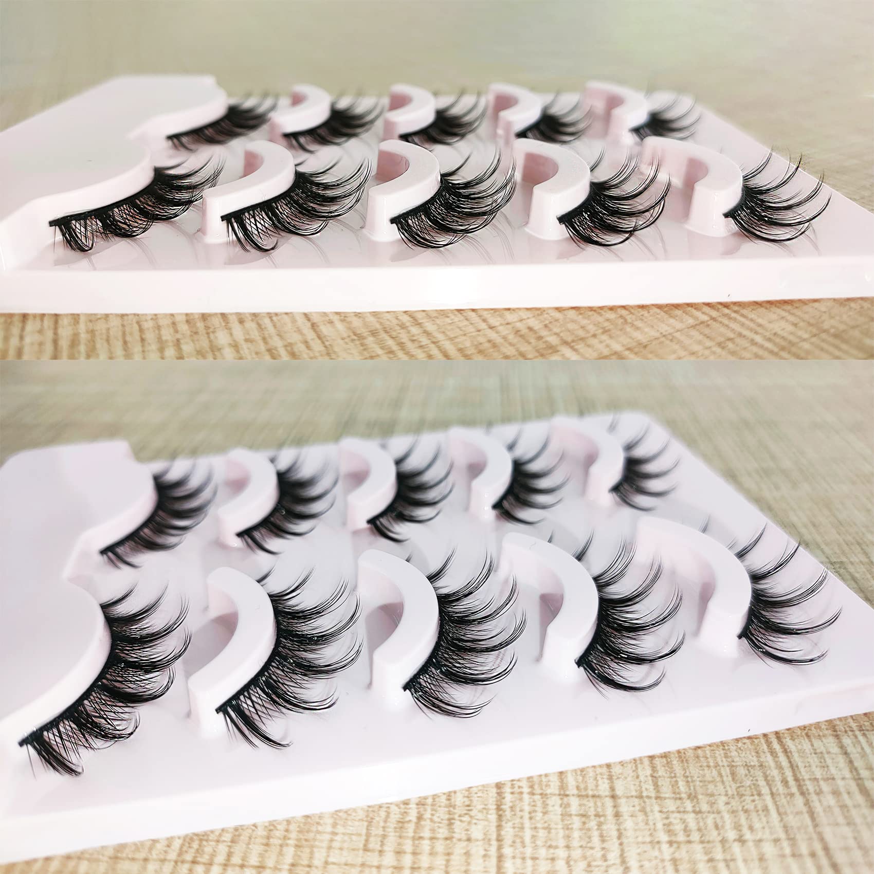 HEMERDINGO Wispy Spiky Lashes 15mm | 3D Anime Cosplay False Eyelashes, Reusable 5 Pairs