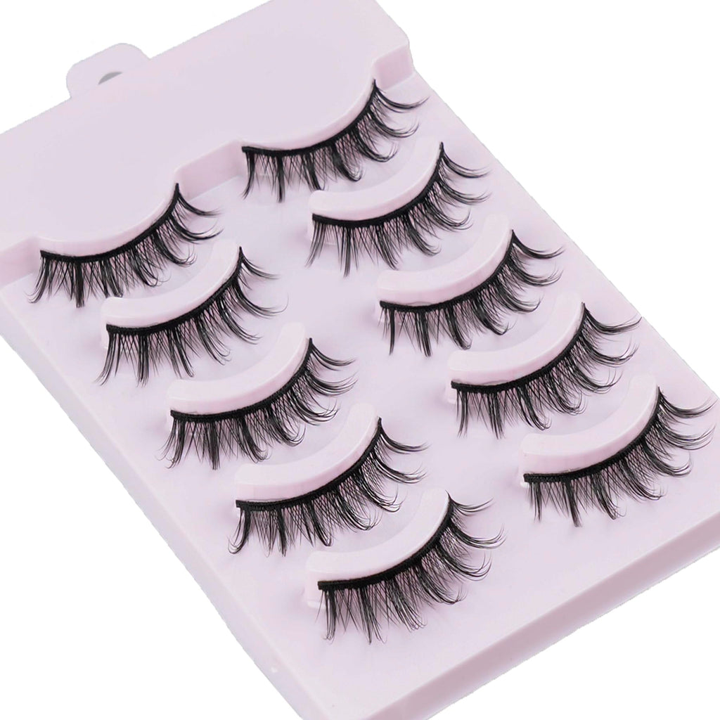 HEMERDINGO Wispy Spiky Lashes 15mm | 3D Anime Cosplay False Eyelashes, Reusable 5 Pairs