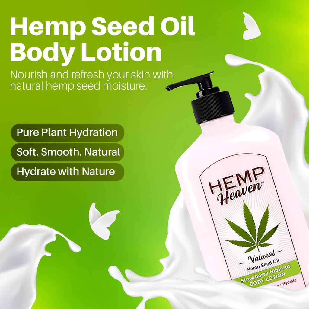 Hemp Heaven Hemp Lotion – Strawberry Dream with Strawberry Hibiscus Scent | Anti-Aging, Paraben-Free, 18 oz, Made in USA, EWG Verified
