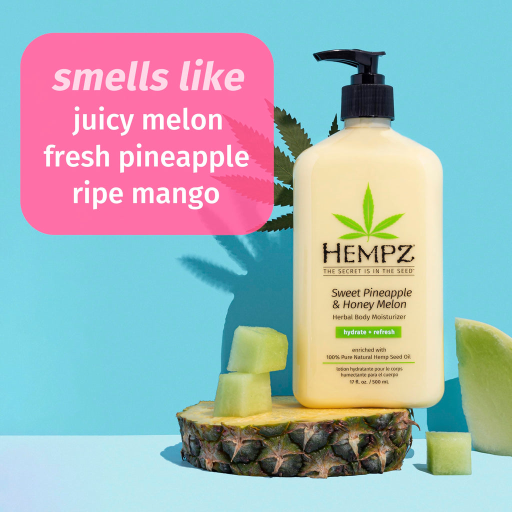 Hempz Body Lotion – Sweet Pineapple & Honey Melon Daily Moisturizing Cream | 2-Pack, 17 fl oz