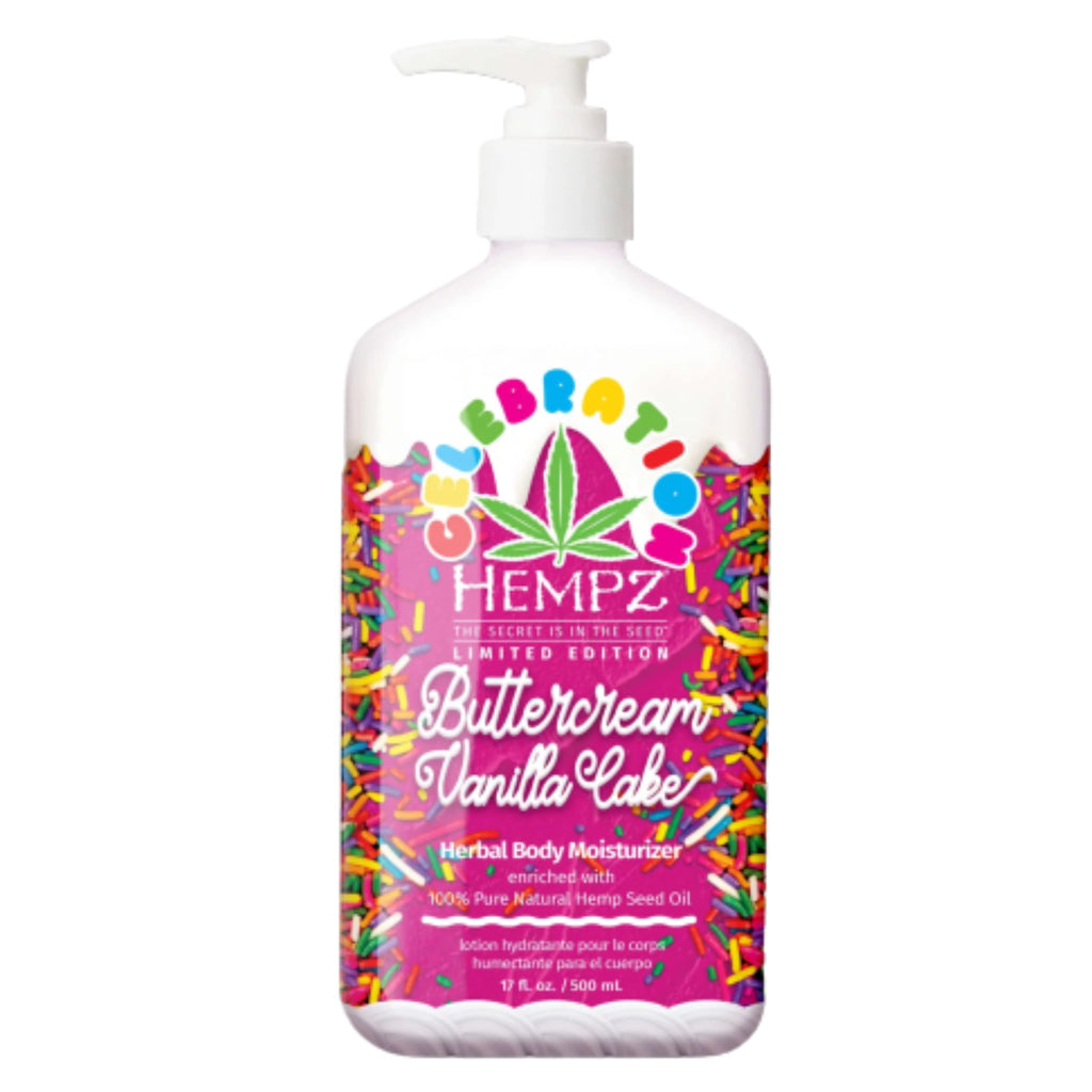 Hempz Body Lotion – Buttercream Vanilla Cake Celebration – Limited Edition 17 oz Daily Moisturizing Cream with Shea Butter & Aloe