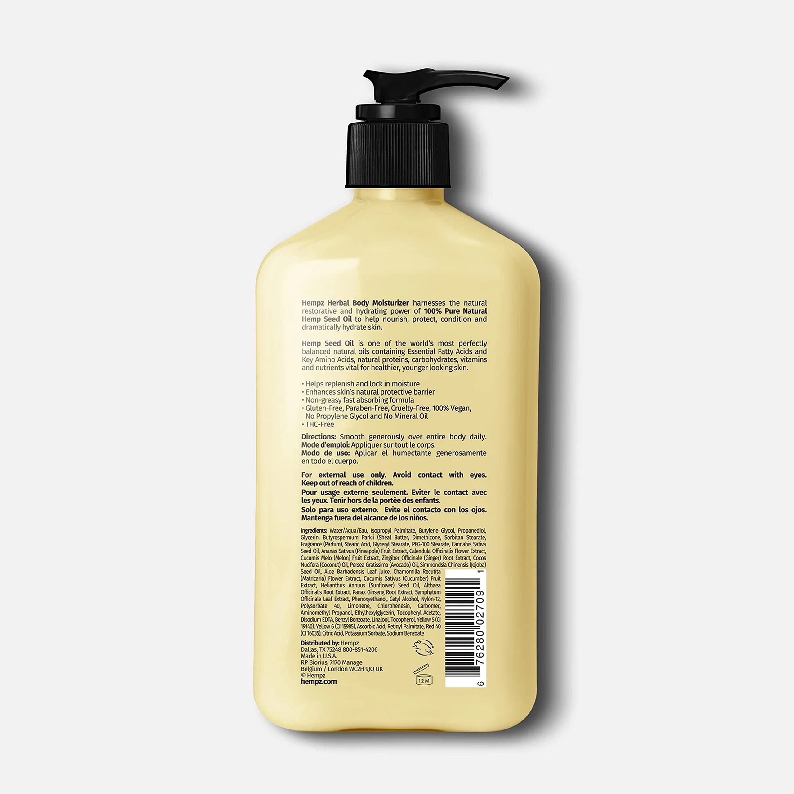 Hempz Sweet Pineapple and Honey Melon Moisturizing Lotion – 17 oz, 2 Pack Bundle