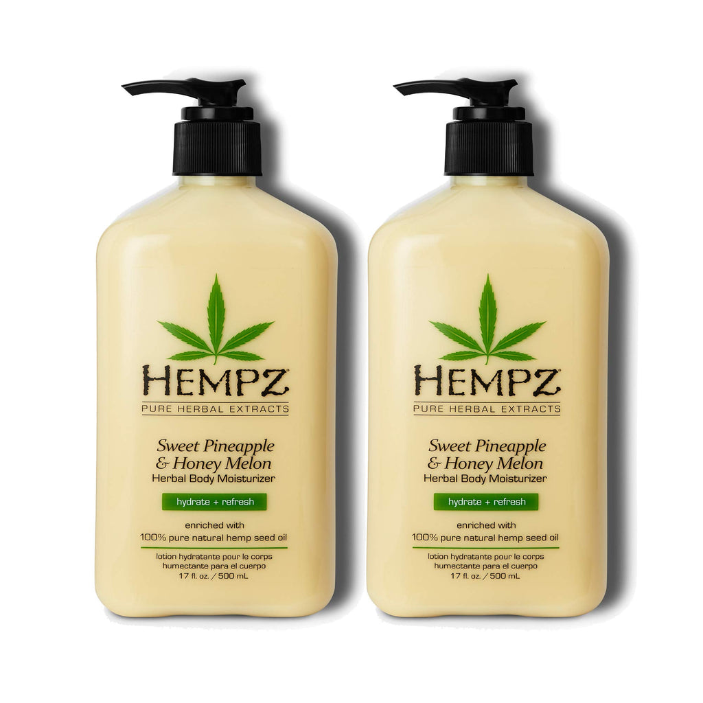 Hempz Sweet Pineapple and Honey Melon Moisturizing Lotion – 17 oz, 2 Pack Bundle