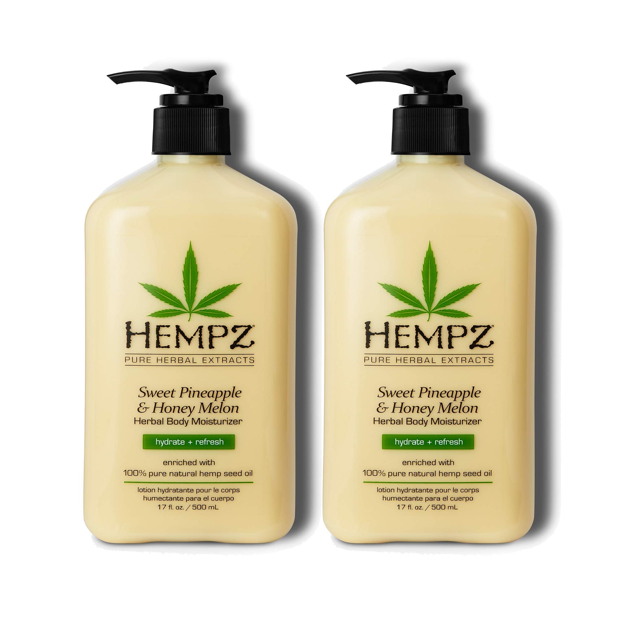 Hempz Sweet Pineapple and Honey Melon Moisturizing Lotion – 17 oz, 2 Pack Bundle