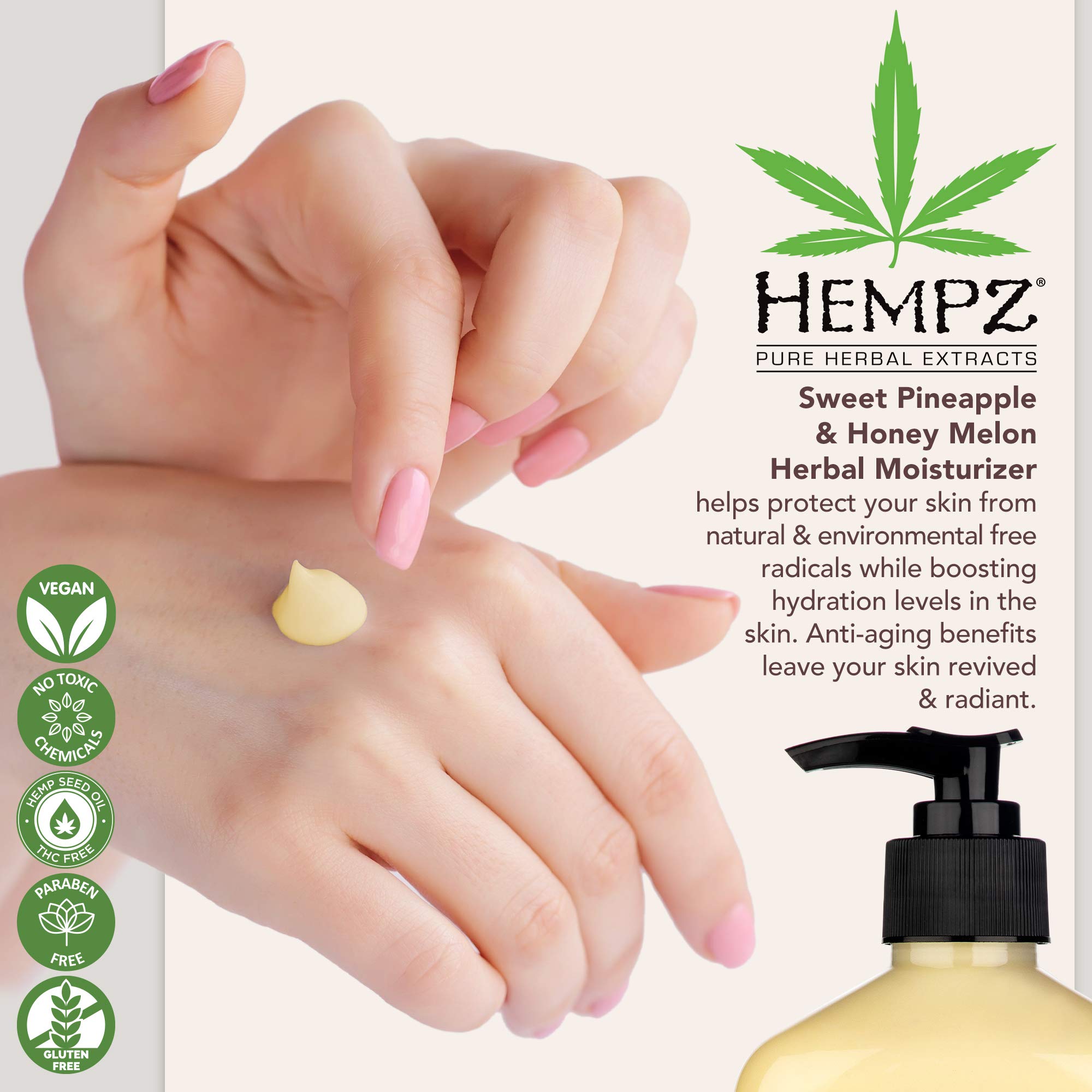 Hempz Sweet Pineapple and Honey Melon Moisturizing Lotion – 17 oz, 2 Pack Bundle