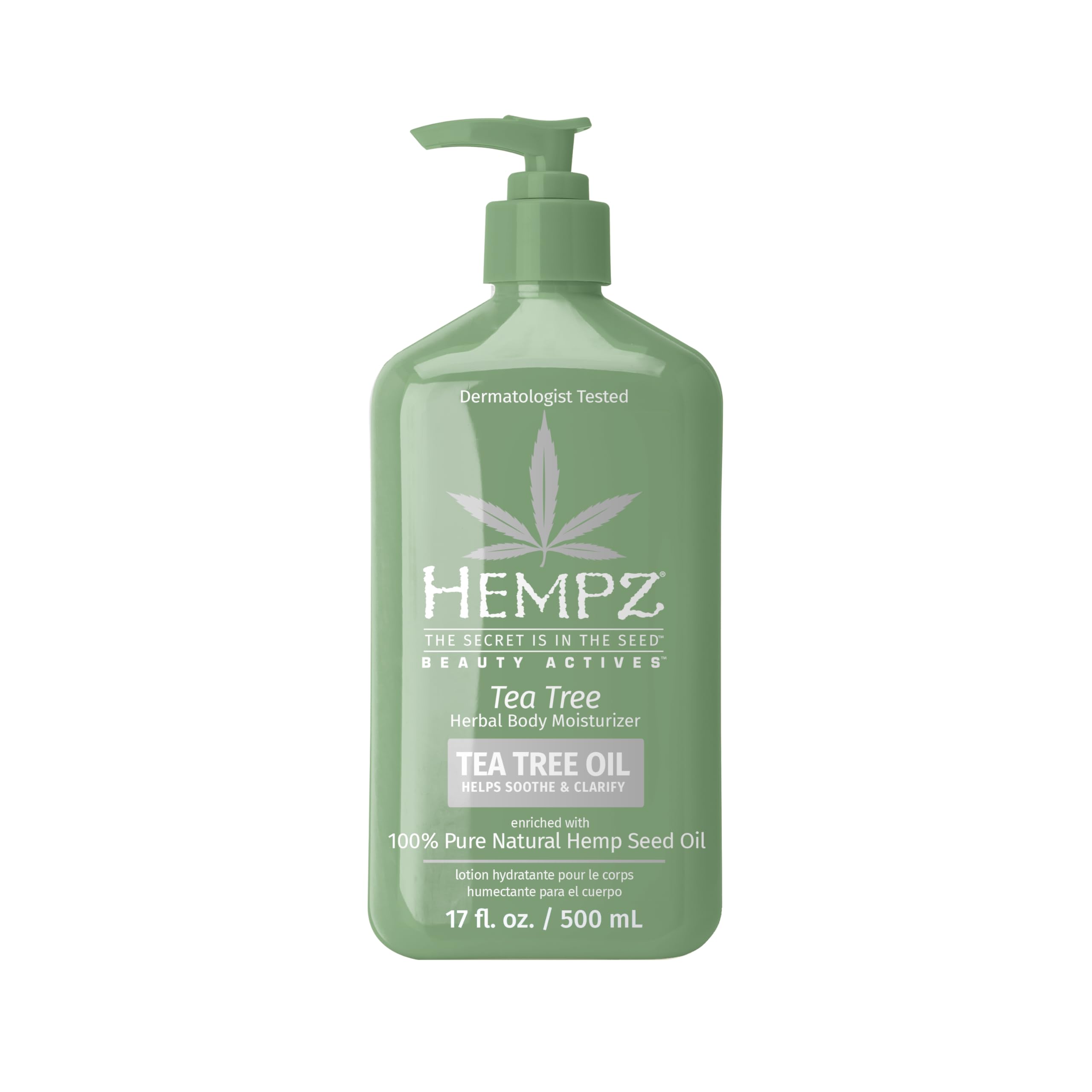 Hempz Tea Tree Herbal Body Moisturizer 17 oz | Calming Hydration, Vegan, Gluten-Free