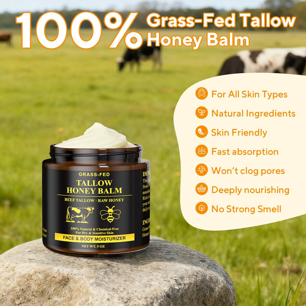 Henjaca Beef Tallow Balm for Skin – Whipped, Organic, 5 oz
