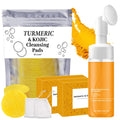 HEPANIO Turmeric Wash & Care 4-Piece Set | Facial Cleanser, Exfoliating Pads & Soap