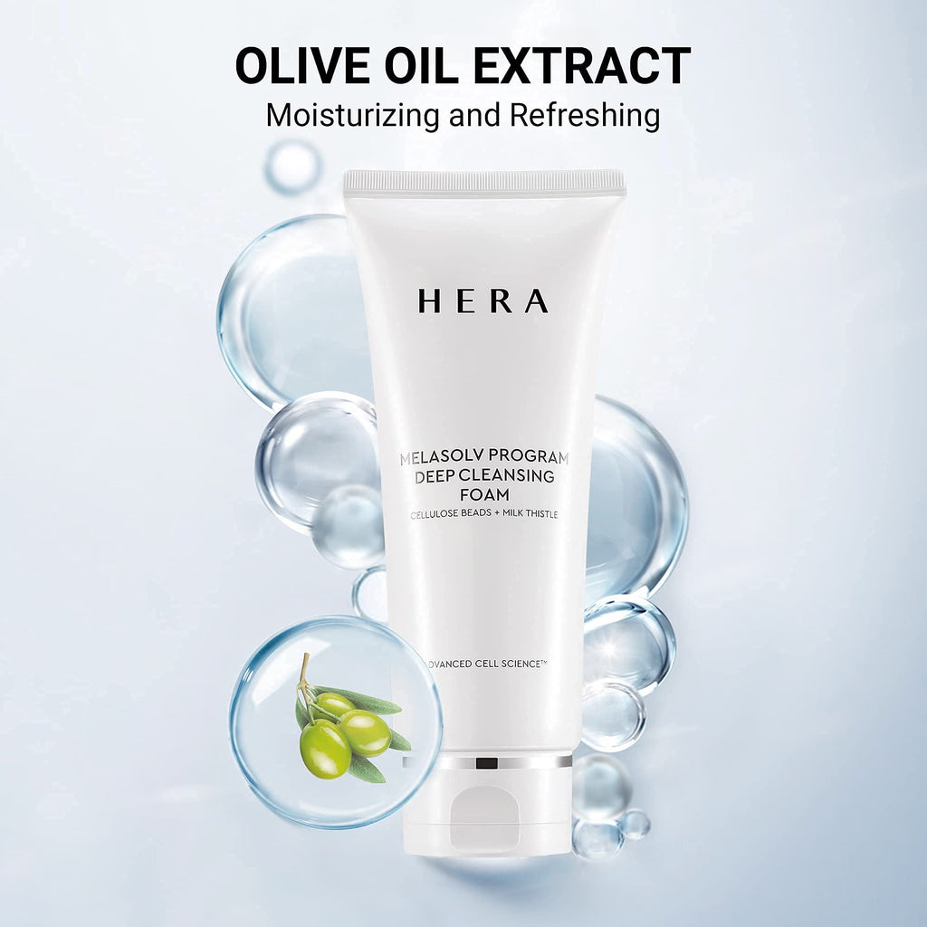HERA Foaming Facial Cleanser – Deep Cleansing Foam with Cellulose Beads & Milk Thistle – Hydrating Antioxidant Formula – Brighten and Soften Skin – 6.6 oz by HERA
