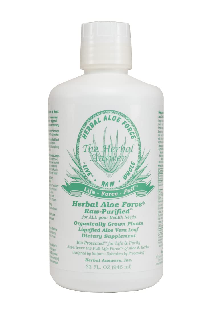 HERBAL ANSWERS Herbal Aloe Force – Aloe Vera & Herbal Dietary Supplement, 32 fl oz